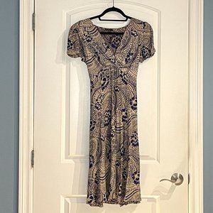 Loco Lindo nude and navy floral print dress